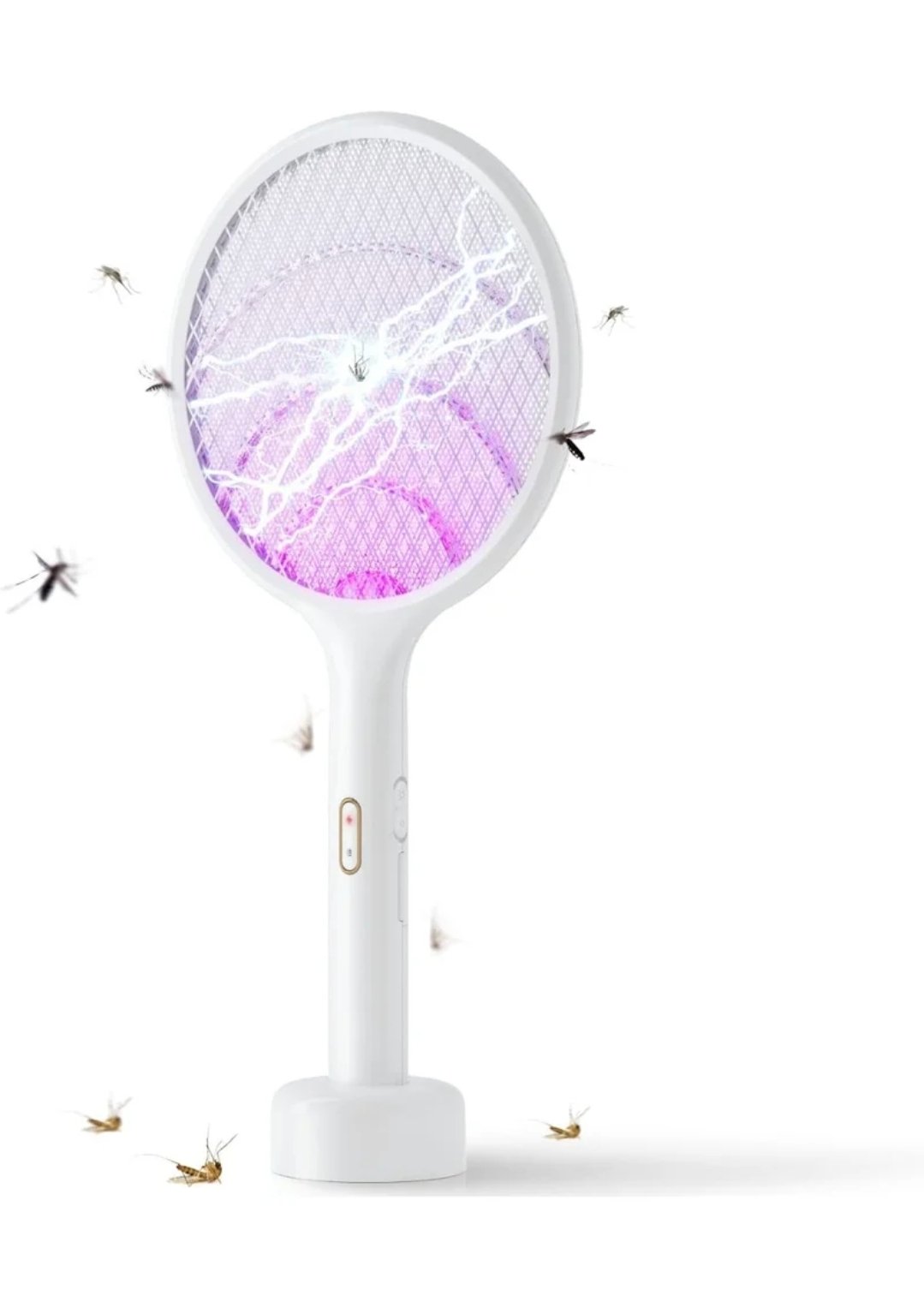 2-in-1 Rechargeable Electric Bug Zapper Racket - Mosquito Swatter with Attractant Light & Charging Base (5) 2-in-1 Rechargeable Electric Bug Zapper Racket - Mosquito Swatter with Attractant Light & Charging Base - Image 1