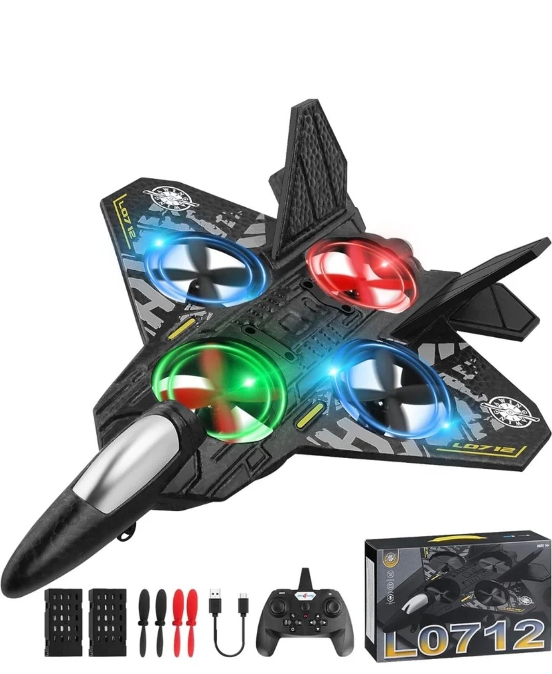 L0712 RC Fighter Quadcopter - 2.4GHz Remote Controlled Aeroplane L0712 RC Fighter Quadcopter 2.4GHz Remote Controlled Aeroplane - Image 1