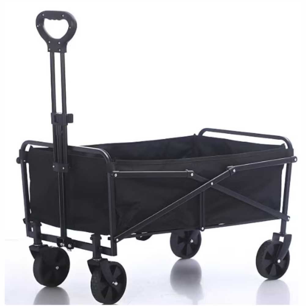 Foldable Utility Wagon, Heavy-Duty 100kg Capacity, Black Foldable Utility Wagon, Heavy-Duty 100kg Capacity, Black - Image 1