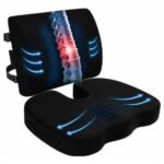 Orthopedic Memory Foam Seat Cushion and Lumbar Support Set - Non-Slip Coccyx and Back Support