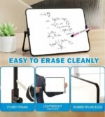Double Sided Magnetic Desktop Whiteboard 11.81*16.54in(30x42cm) Dry Erase Small White Board with Stand A3 Mini Whiteboard with Stand Desk Stable Meeting Notebook for Noting Working Memo School Home Business Office - Image 3