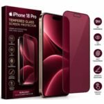 iPhone 18 Pro Tempered Glass Screen Protector, Burgundy, 1 Pack