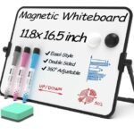 Double Sided Magnetic Desktop Whiteboard 11.81*16.54in(30x42cm) Dry Erase Small White Board with Stand A3 Mini Whiteboard with Stand Desk Stable Meeting Notebook for Noting Working Memo School Home Business Office
